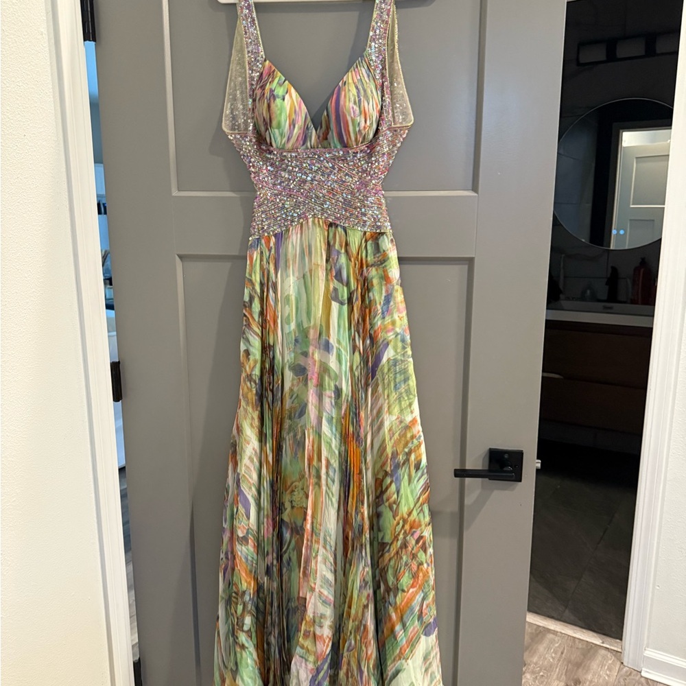 Jovani Multicolor Vintage Maxi Prom Dress